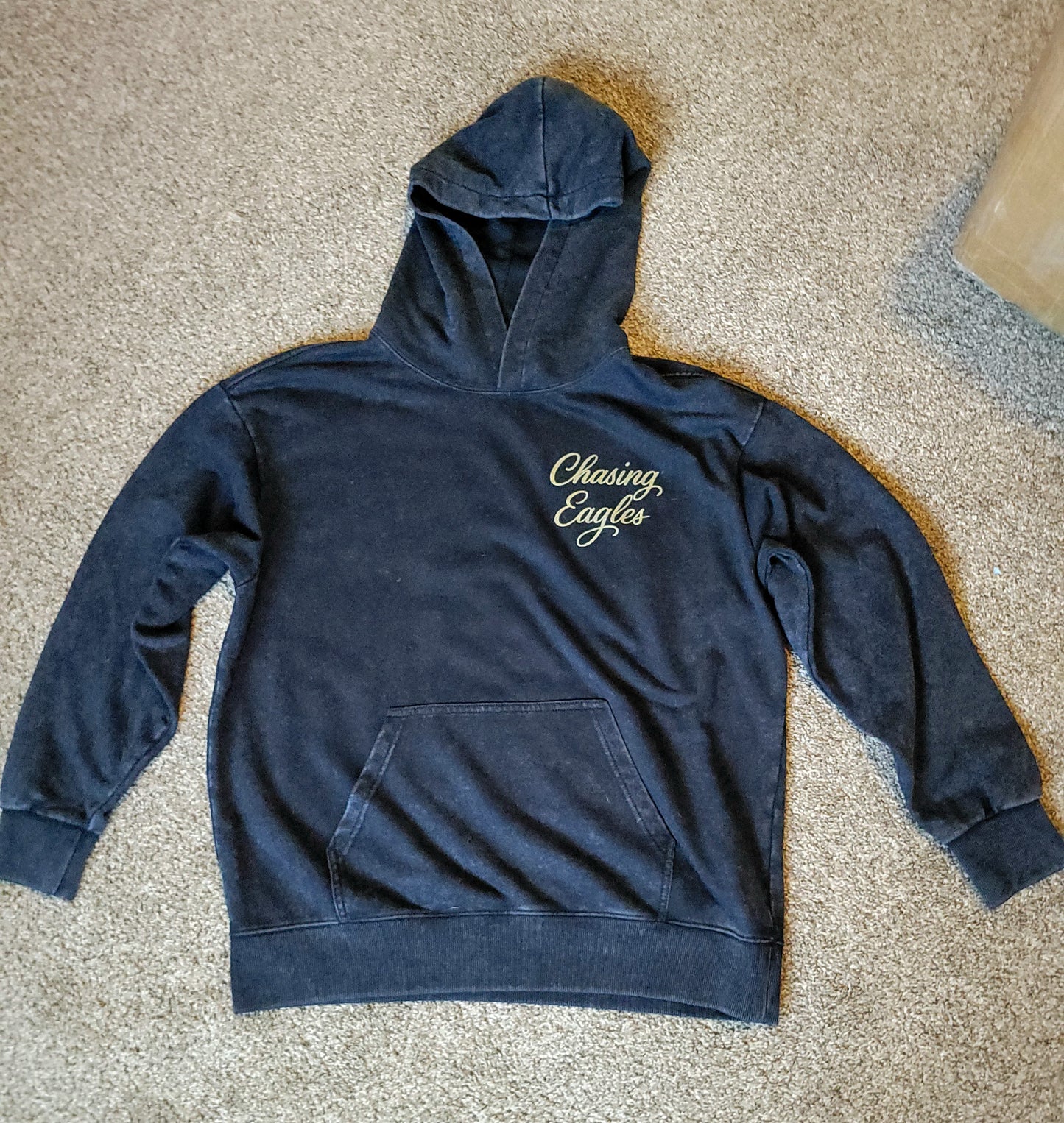 Acid wash hoodie. Black