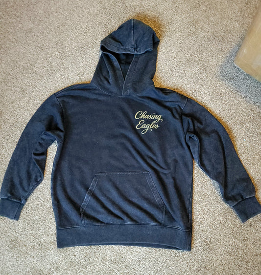 Acid wash hoodie. Black