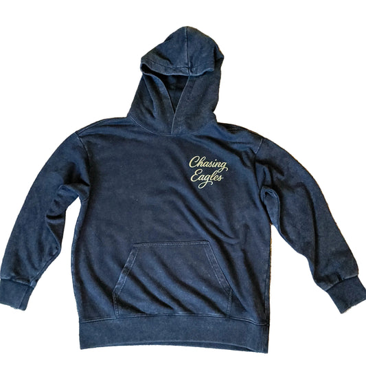 Acid wash hoodie. Black