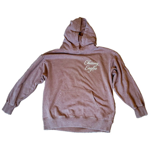Acid wash hoodie. Brown