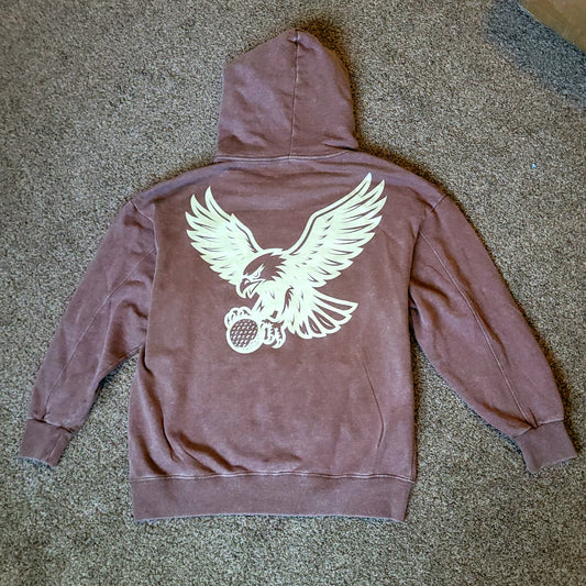 Acid wash hoodie. Brown