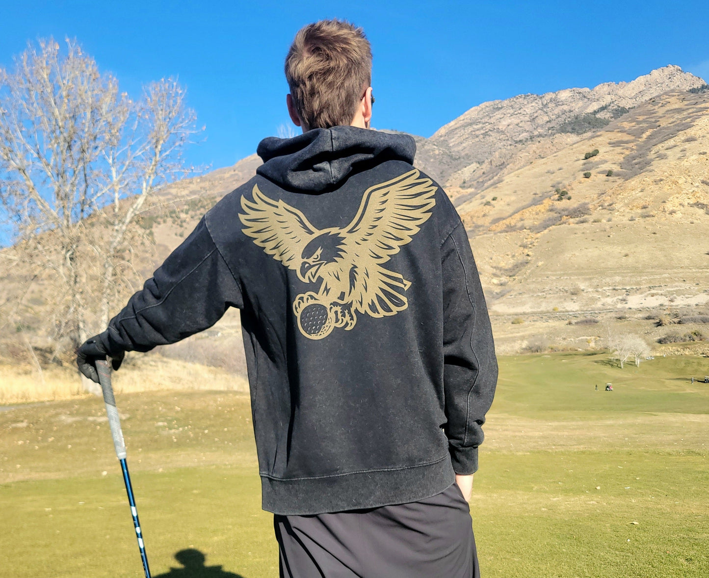 Acid wash hoodie. Black