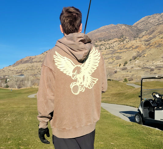 Acid wash hoodie. Brown